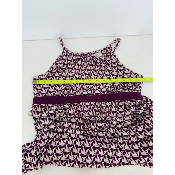 Loft Womens Knee Length Dress Purple Geometric Spaghetti Straps Sundress Sz S - Picture 5 of 8